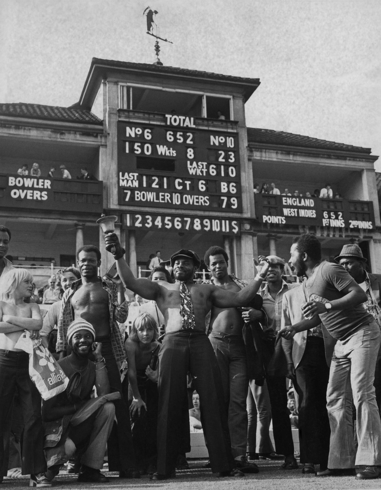 West Indies fans celebrate, day two, England v West Indies, third Test, Lord's, 24 August 1973 

