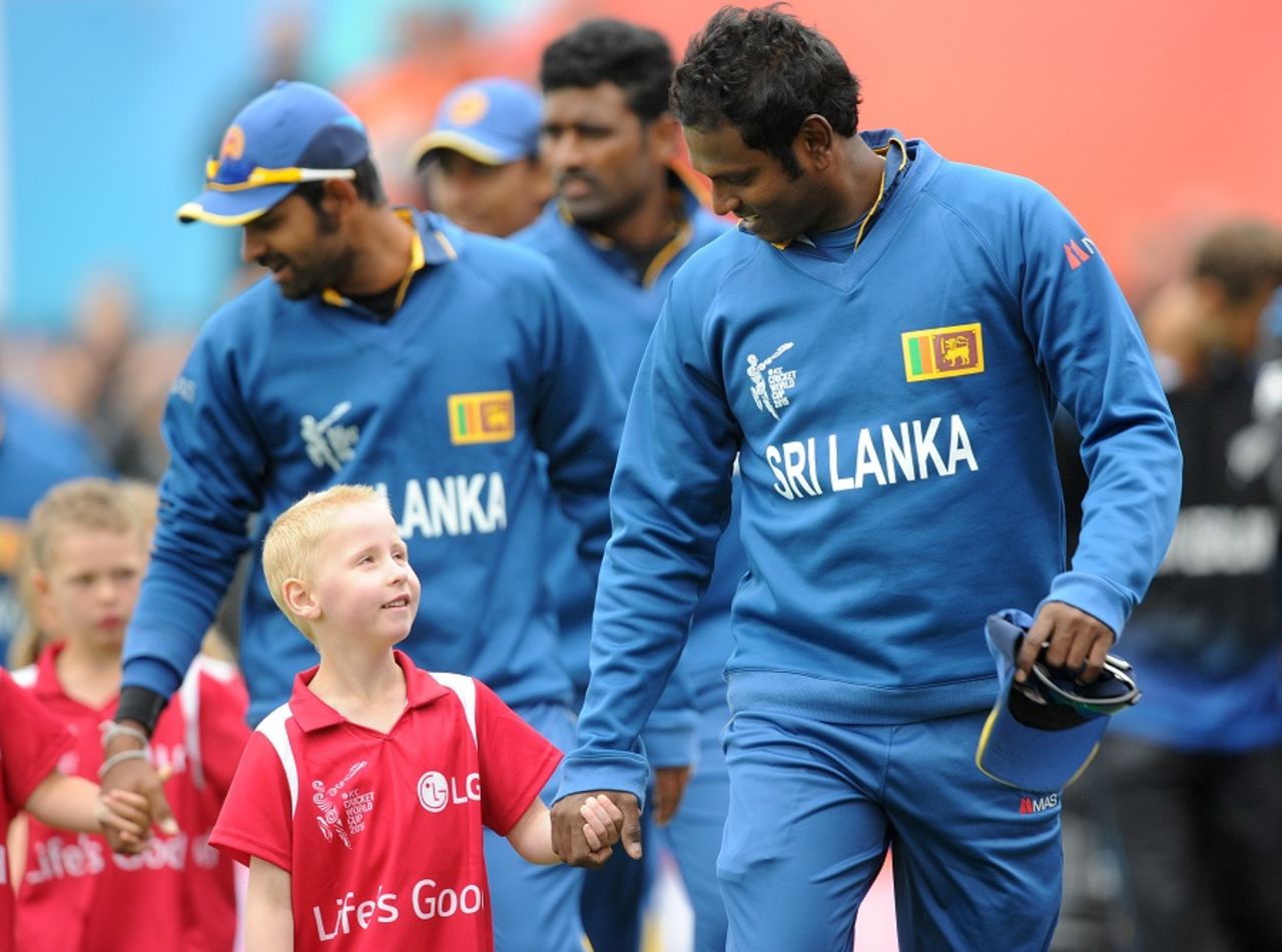 Sri Lanka walk out for the toss of the World Cup opener, New Zealand v Sri Lanka, Group A, World Cup 2015, Christchurch, February 14, 2015 