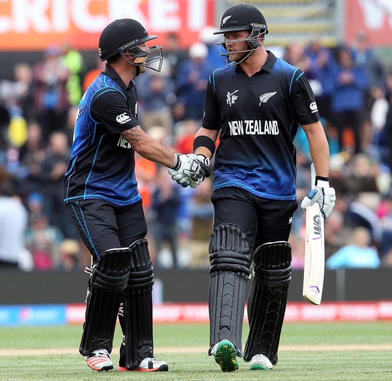 Corey Anderson combined well with Luke Ronchi to add 73 for the sixth wicket,  New Zealand v Sri Lanka, Group A, World Cup 2015, Christchurch, February 14, 2015