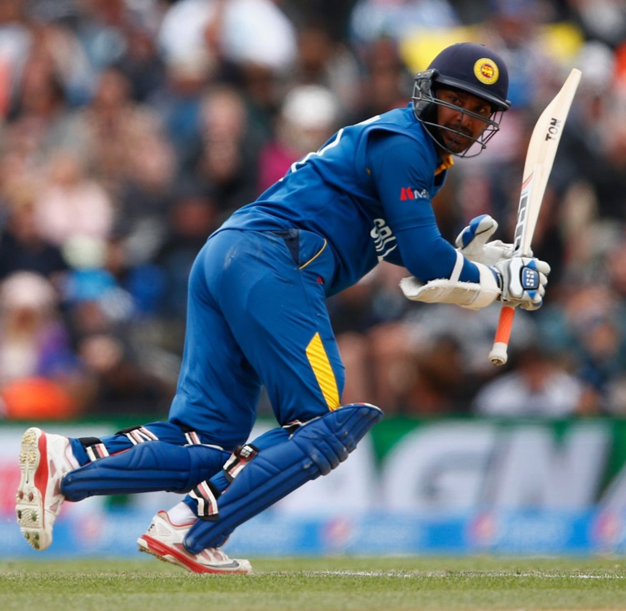 Kumar Sangakkara scored 39 off 38 balls before he was pinned lbw by Trent Boult, New Zealand v Sri Lanka, Group A, World Cup 2015, Christchurch, February 14, 2015