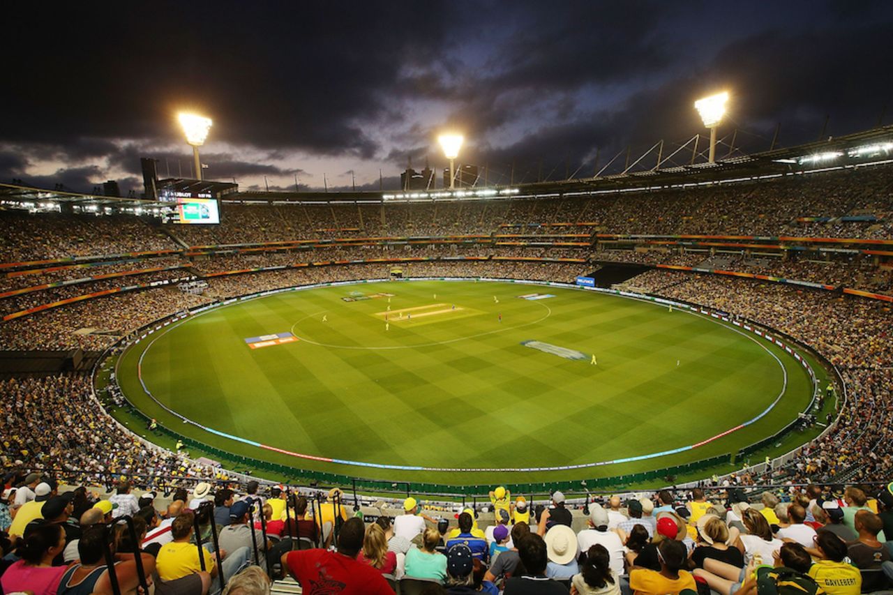 The lights at the MCG gleam in the night sky, Australia v England, Group A, World Cup 2015, Melbourne, February 14, 2015