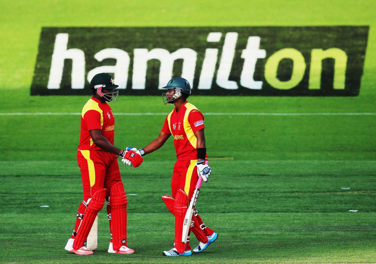 Chamu Chibhabha and Hamilton Masakadza added 105 for the second wicket, South Africa v Zimbabwe, World Cup 2015, Group B, Hamilton, February 15, 2015