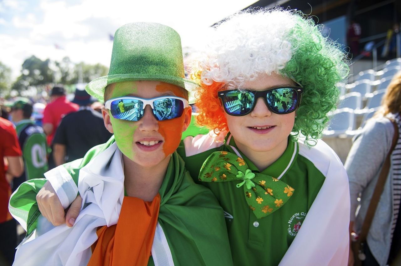 Two young Irish supporters are decked up, Ireland v West Indies, World Cup 2015, Group B, Nelson, February 16, 2015