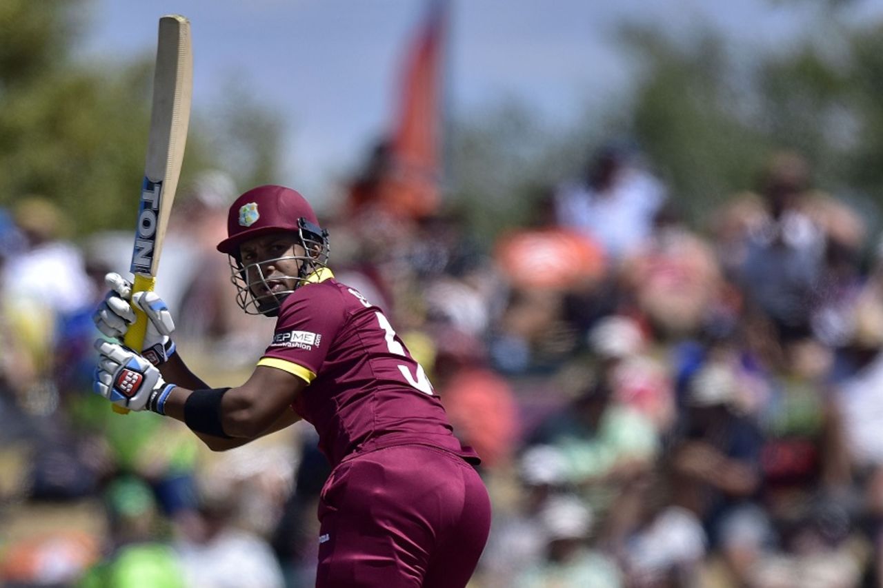 Lendl Simmons whips through the leg side, Ireland v West Indies, World Cup 2015, Group B, Nelson, February 16, 2015