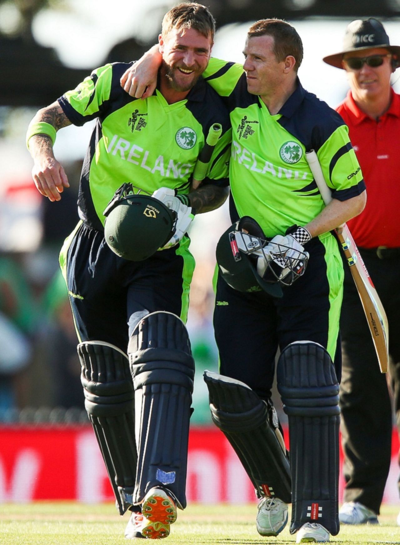 John Mooney and Niall O'Brien are jubilant after the victory, Ireland v West Indies, World Cup 2015, Group B, Nelson, February 16, 2015