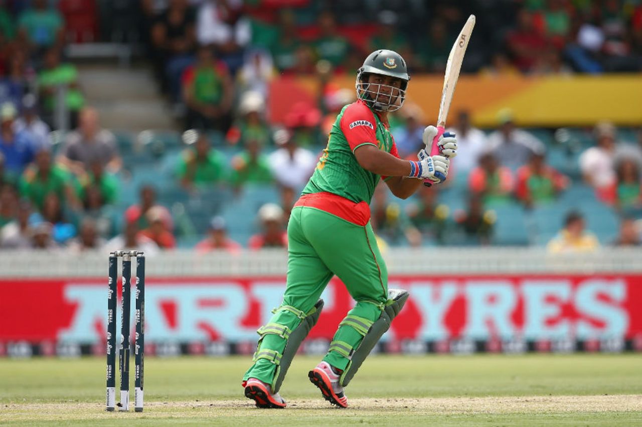 Tamim Iqbal plays a flick, Afghanistan v Bangladesh, World Cup 2015, Group A, Canberra, February 18, 2015