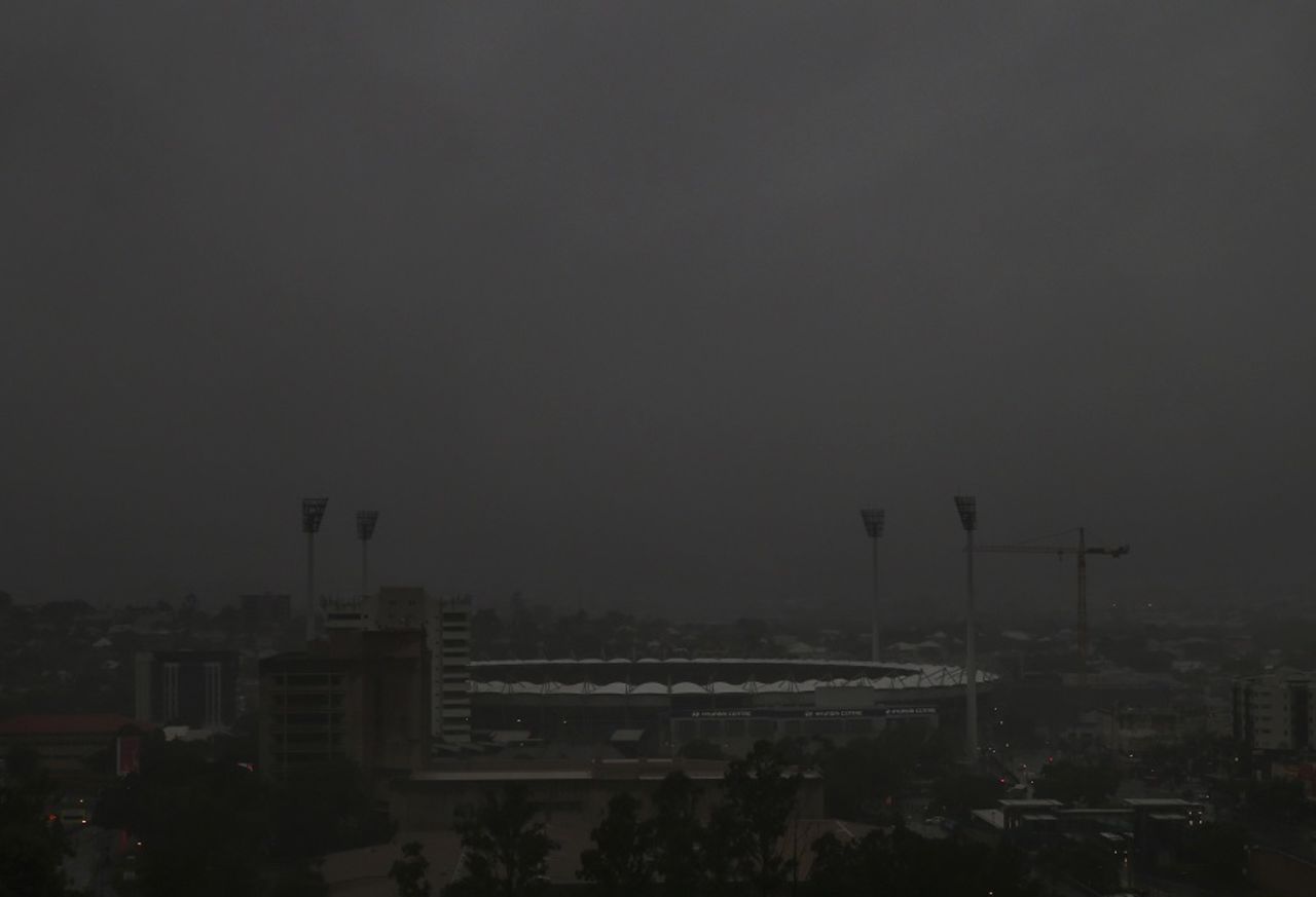 Apocalyptic: darkness loomed over the Gabba on Saturday morning, Australia v Bangladesh, Group A, World Cup 2015, Brisbane, February 21, 2015
