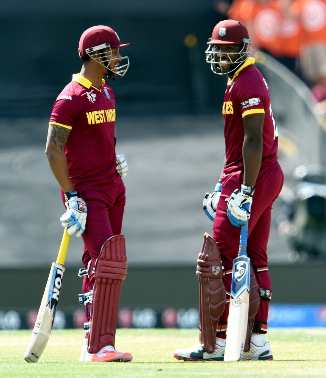 Lendl Simmons and Andre Russell plundered 51 runs in 2.5 overs, Pakistan v West Indies, World Cup 2015, Group B, Christchurch, February 21, 2015