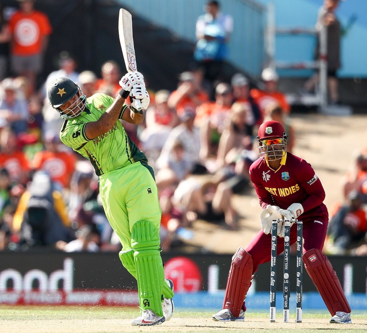 Sohaib Maqsood hits out, Pakistan v West Indies, World Cup 2015, Group B, Christchurch, February 21, 2015