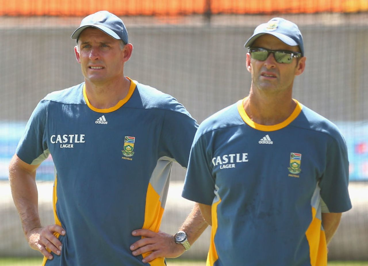 Former Australian cricketer Mike Hussey and former South Africa coach Gary Kirsten at the training session, Melbourne, February 21, 2015