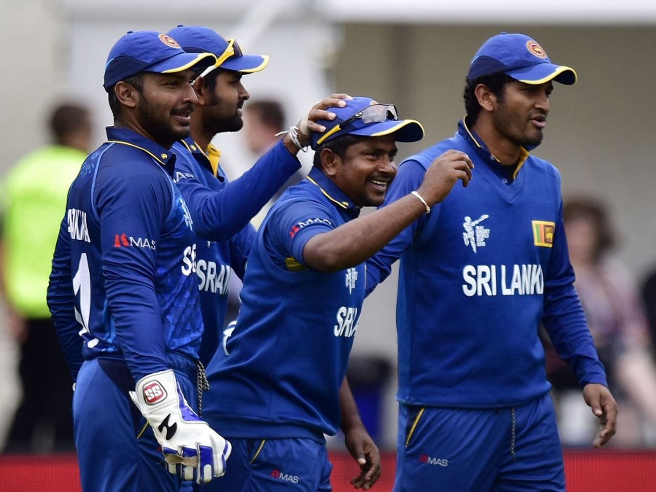 Rangana Herath is thrilled after taking the catch to dismiss Javed Ahmadi, Afghanistan v Sri Lanka, World Cup 2015, Group A, Dunedin, February 22, 2015
