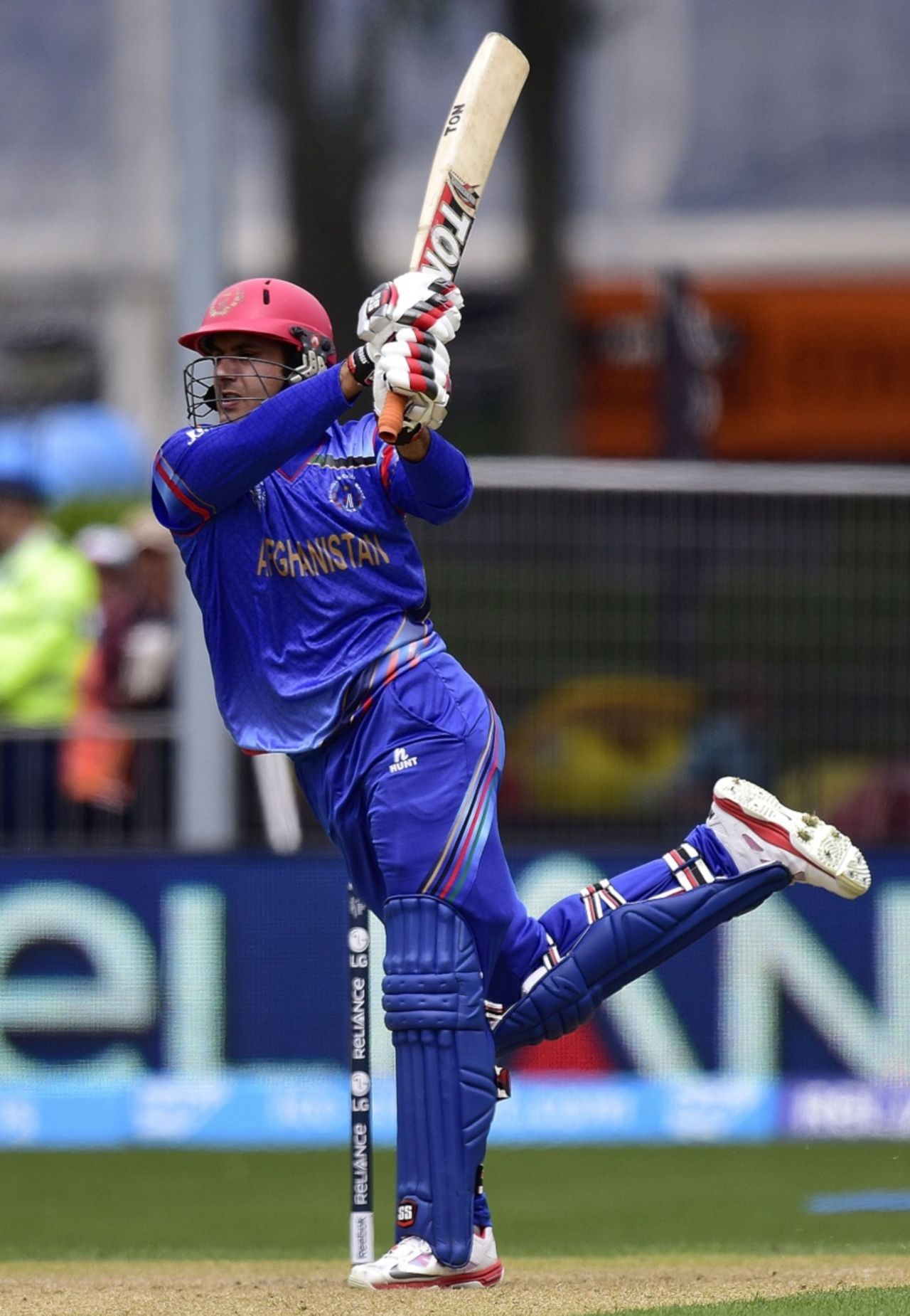 Mohammad Nabi steps out and carts the ball, Afghanistan v Sri Lanka, World Cup 2015, Group A, Dunedin 