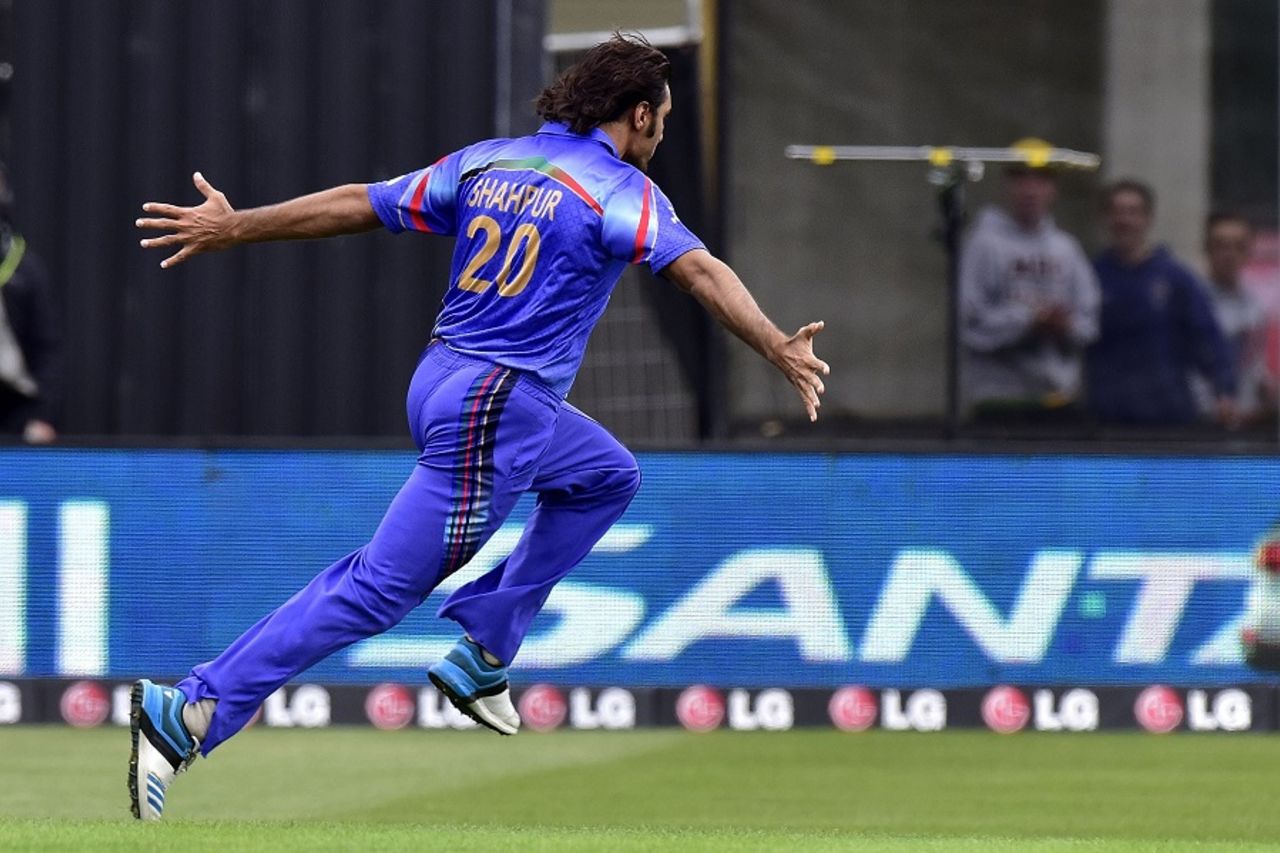 Somebody stop me: Shapoor Zadran takes off after removing Tillakaratne Dilshan, Afghanistan v Sri Lanka, World Cup 2015, Group A
