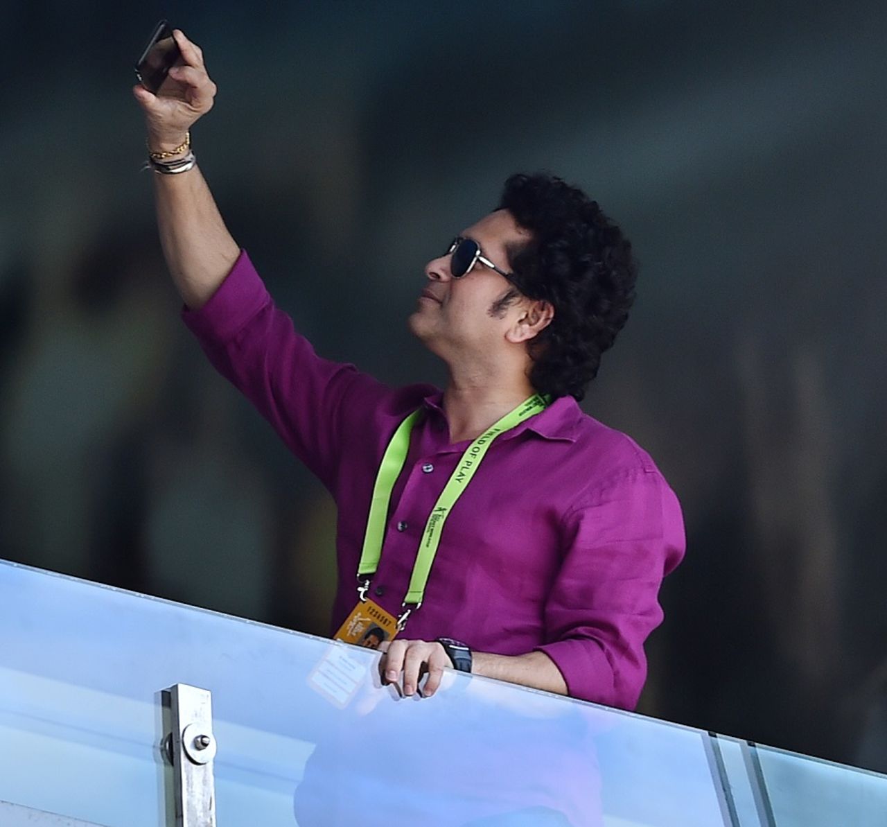 Sachin Tendulkar takes a selfie, India v South Africa, World Cup 2015, Group B, Melbourne, February 22, 2015