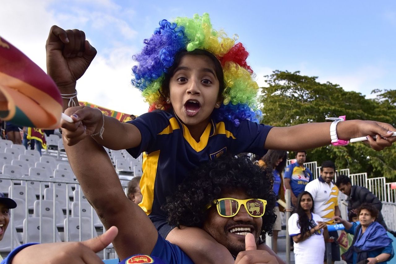 Sri Lankan fans celebrate their team's victory at the University Oval, Afghanistan v Sri Lanka, World Cup 2015, Group A, Dunedin 