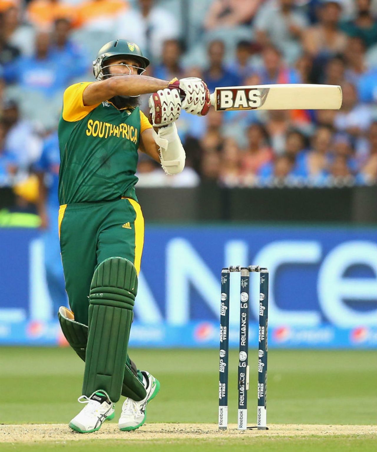 Hashim Amla plays a pull shot, India v South Africa, World Cup 2015, Group B, Melbourne, February 22, 2015