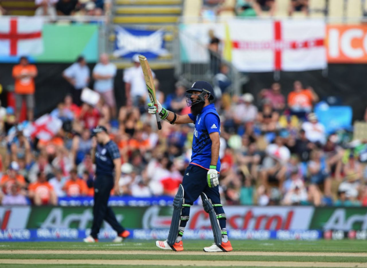 Moeen Ali brought up his fifty off just 39 deliveries, England v Scotland, World Cup 2015, Group A, Christchurch, February 23, 2015