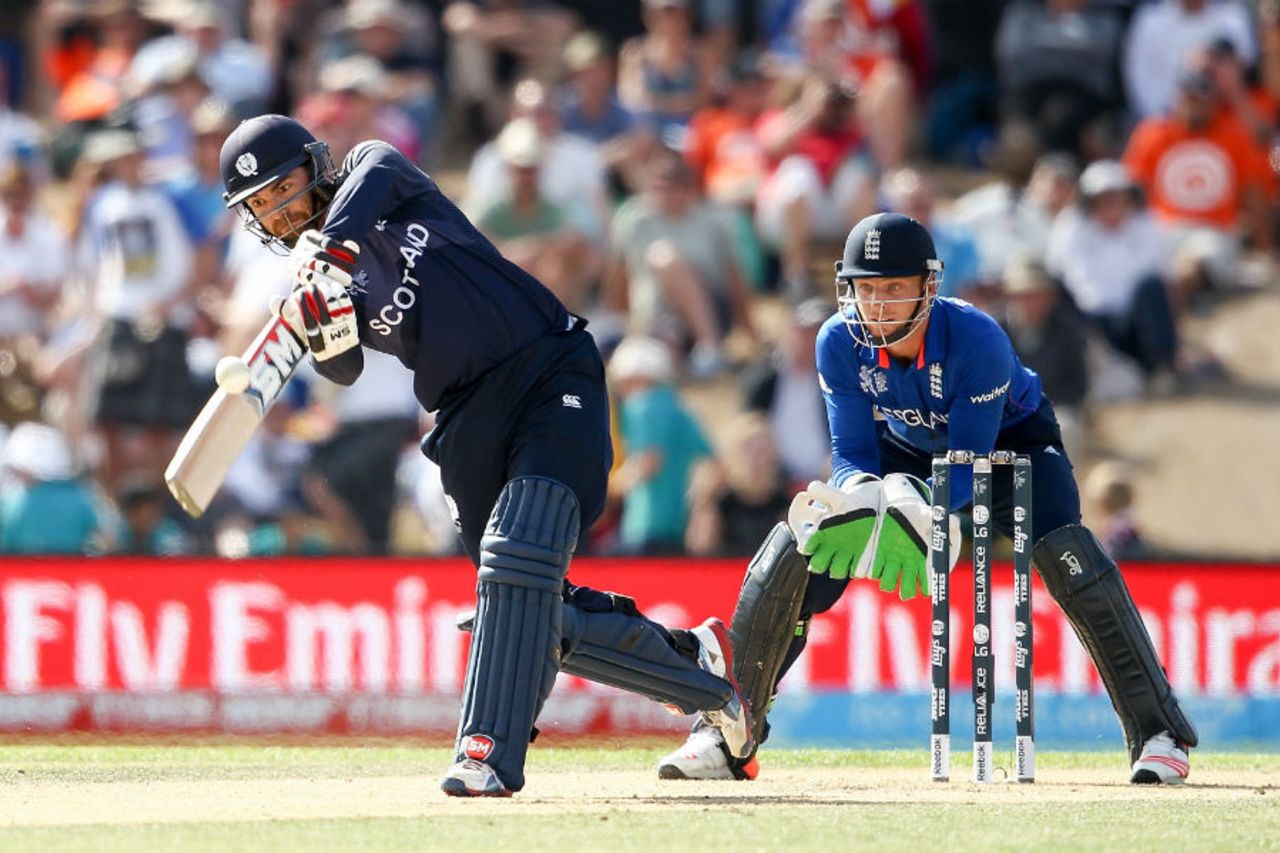 Preston Mommsen holed out to deep square leg after making 26, England v Scotland, World Cup 2015, Group A, Christchurch, February 23, 2015