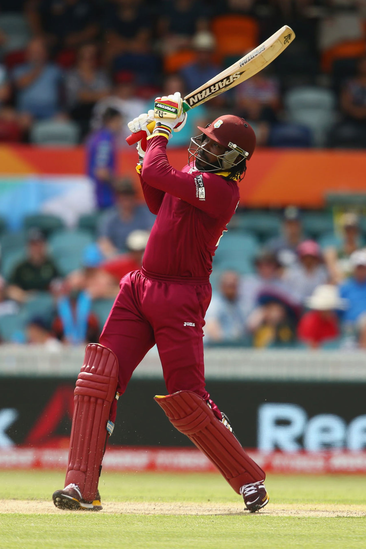 Chris Gayle takes the aerial route, West Indies v Zimbabwe, World Cup 2015, Group B, Canberra, February 24, 2015