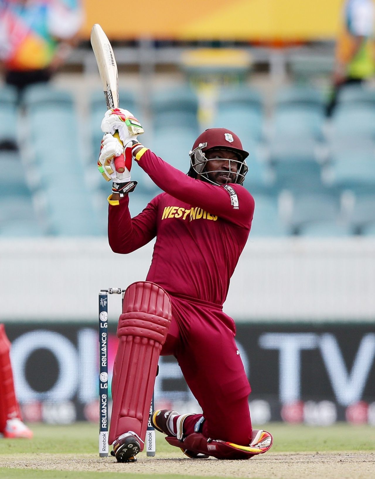 Chris Gayle tees off on his way to a double century, West Indies v Zimbabwe, World Cup 2015, Group B, Canberra, February 24, 2015