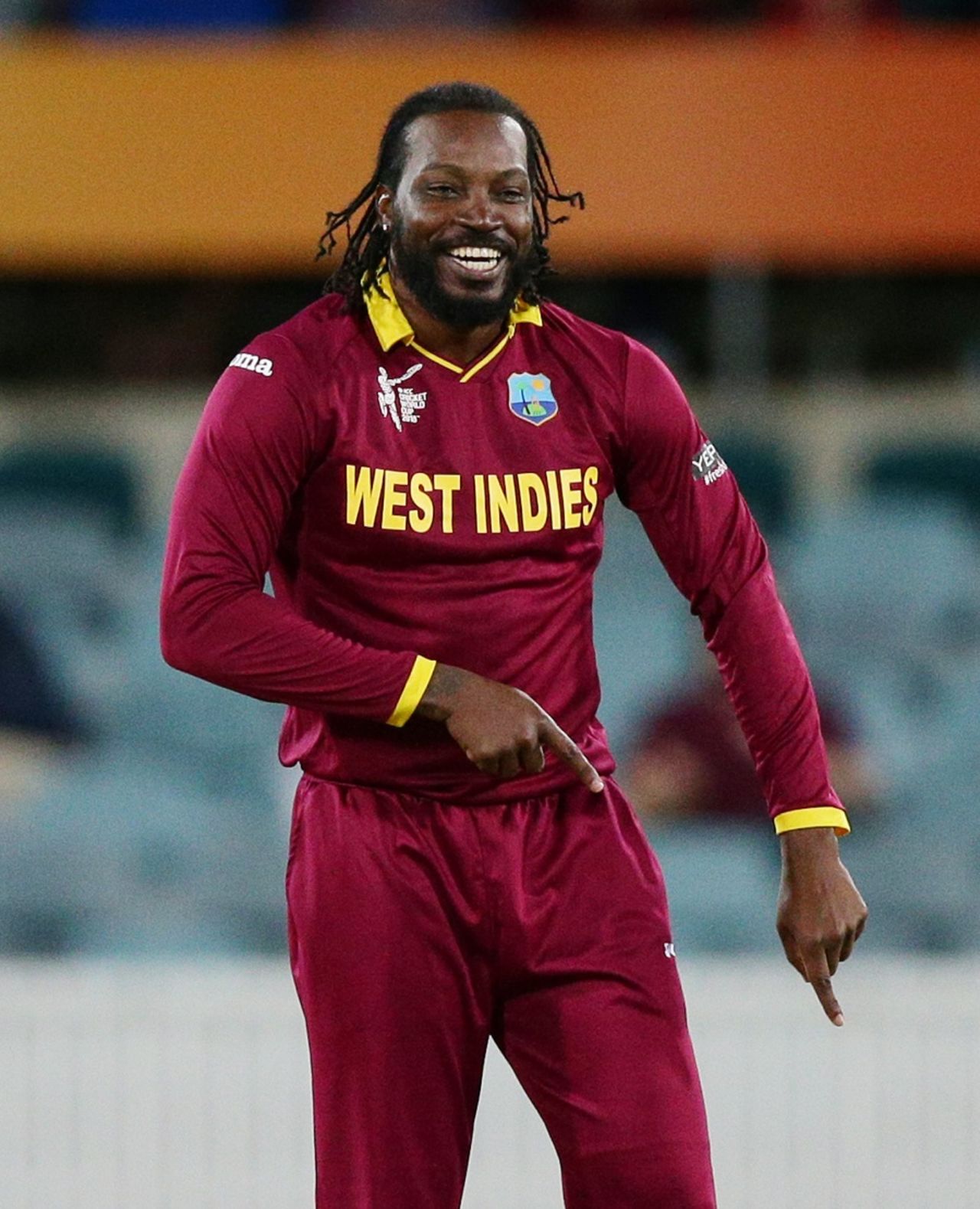 Chris Gayle followed his 215 with two wickets, West Indies v Zimbabwe, World Cup 2015, Group B, Canberra, February 24, 2015
