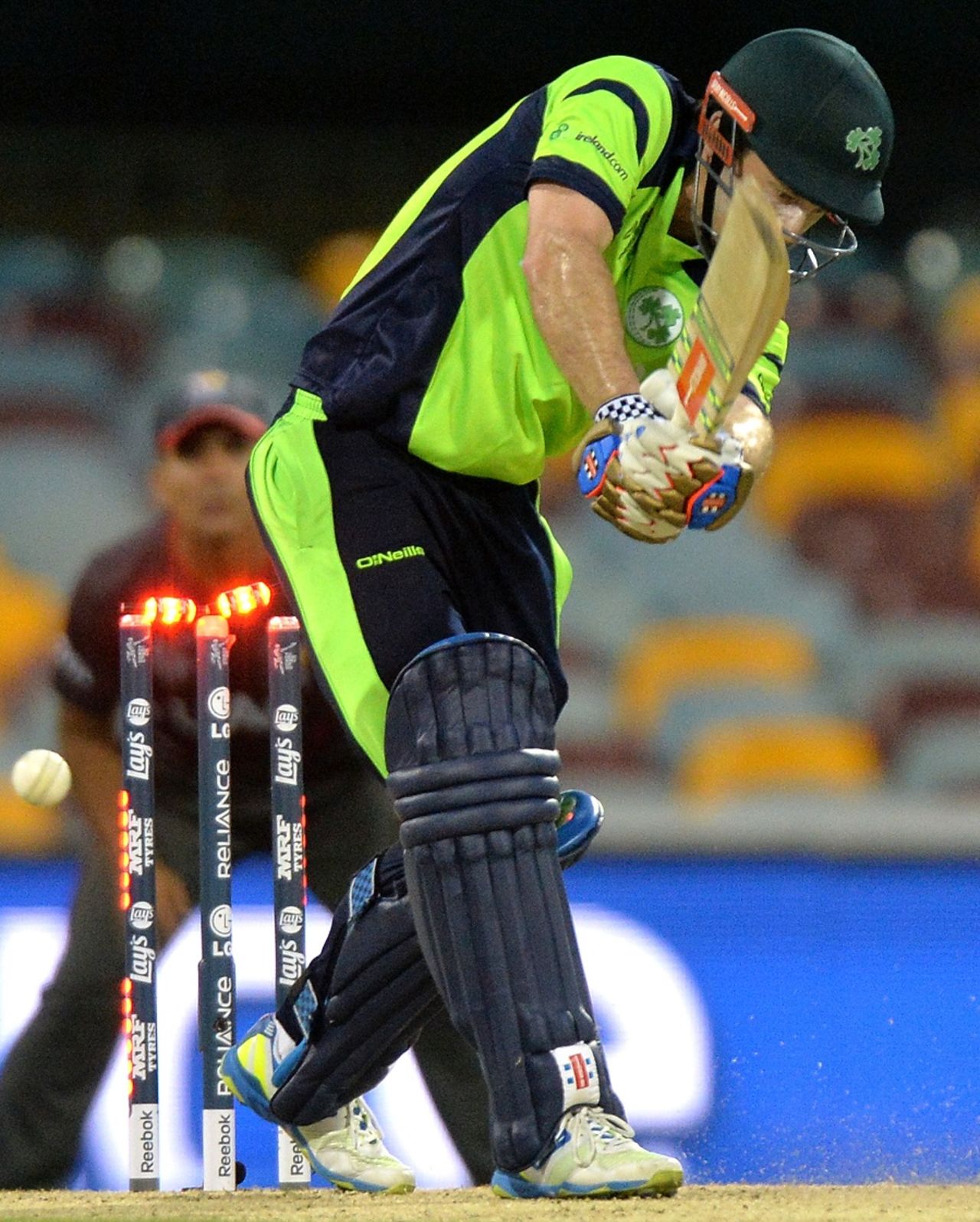 Ed Joyce was bowled but the bails lit up and then fell back into their grooves, Ireland v UAE, World Cup 2015, Group B, Brisbane, February 25, 2015