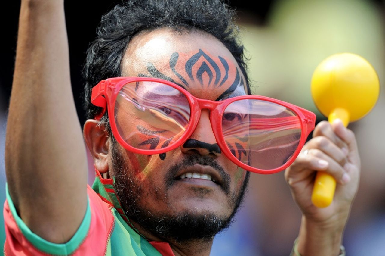 A Bangladesh fan cheers his team on, Bangladesh v Sri Lanka, World Cup 2015, Group A, Melbourne, February 26, 2015
