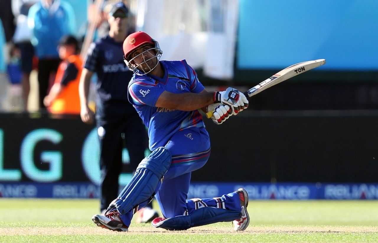 Samiullah Shenwari struck three sixes in the 47th over to change the game, Afghanistan v Scotland, World Cup 2015, Group A, Dunedin, February 26, 2015