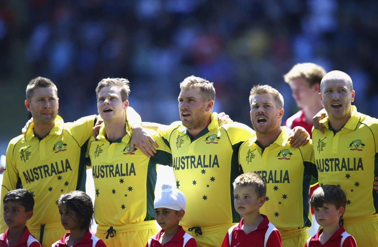Australia's rendition of the national anthem, New Zealand v Australia, World Cup 2015, Group A, Auckland, February 28, 2015