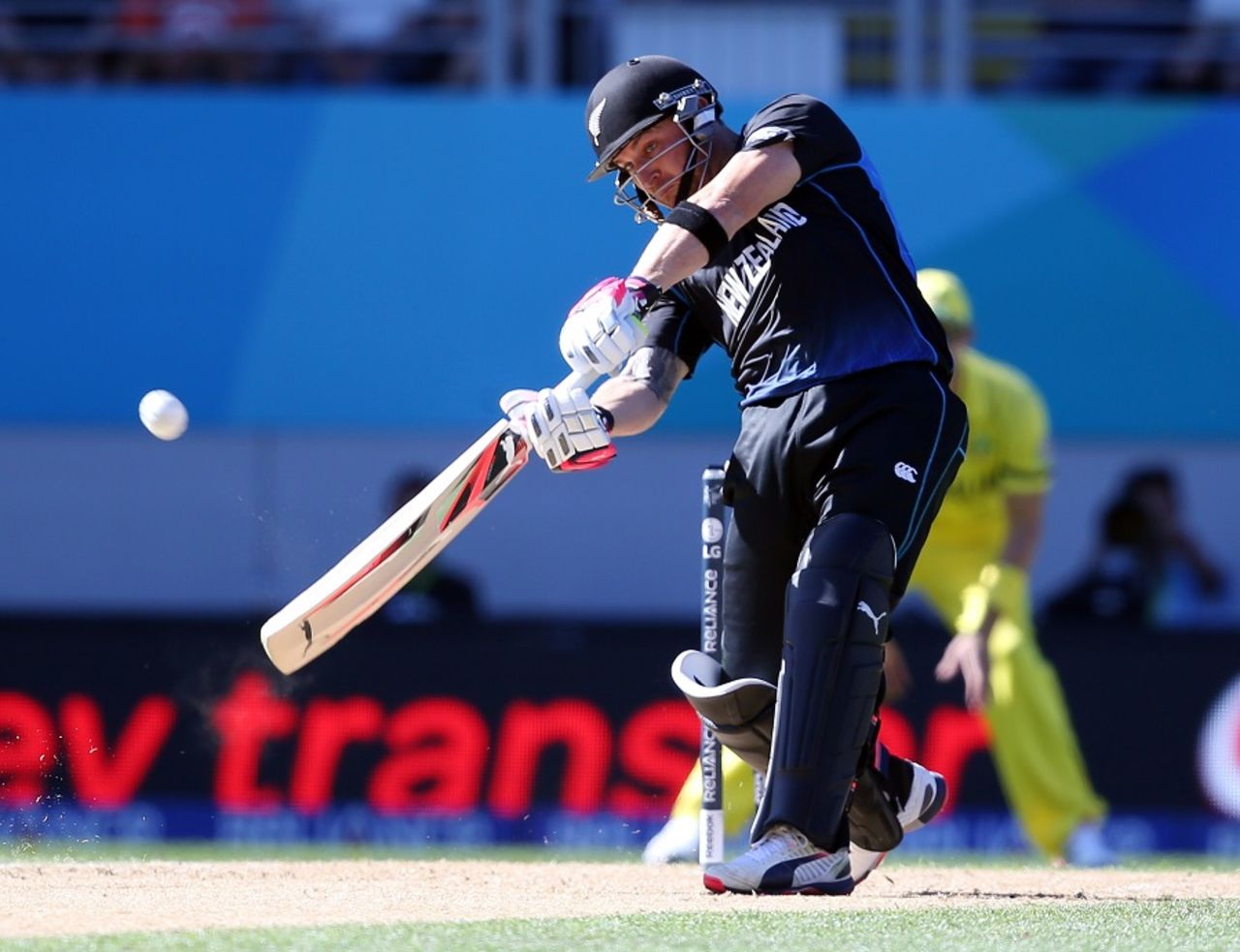 Brendon McCullum lashes one through the off side, New Zealand v Australia, World Cup 2015, Group A, Auckland, February 28, 2015