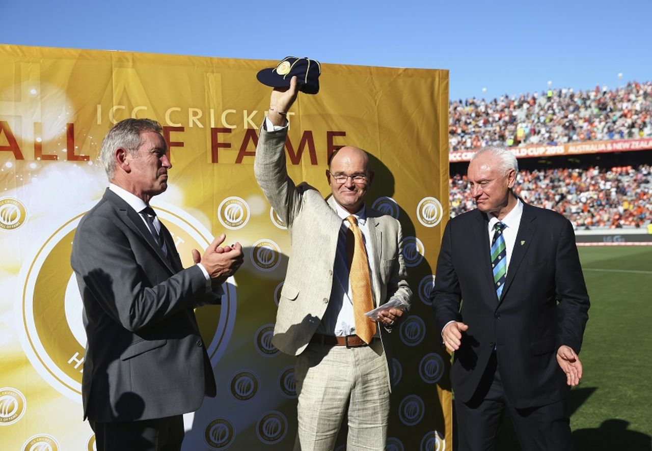 Martin Crowe was inducted into the ICC Hall of Fame during the break, New Zealand v Australia, World Cup 2015, Group A, Auckland, February 28, 2015