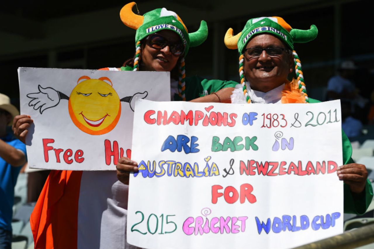 India fans wait for game to start, India v United Arab Emirates, World Cup 2015, Group B, Perth, February 28, 2015 