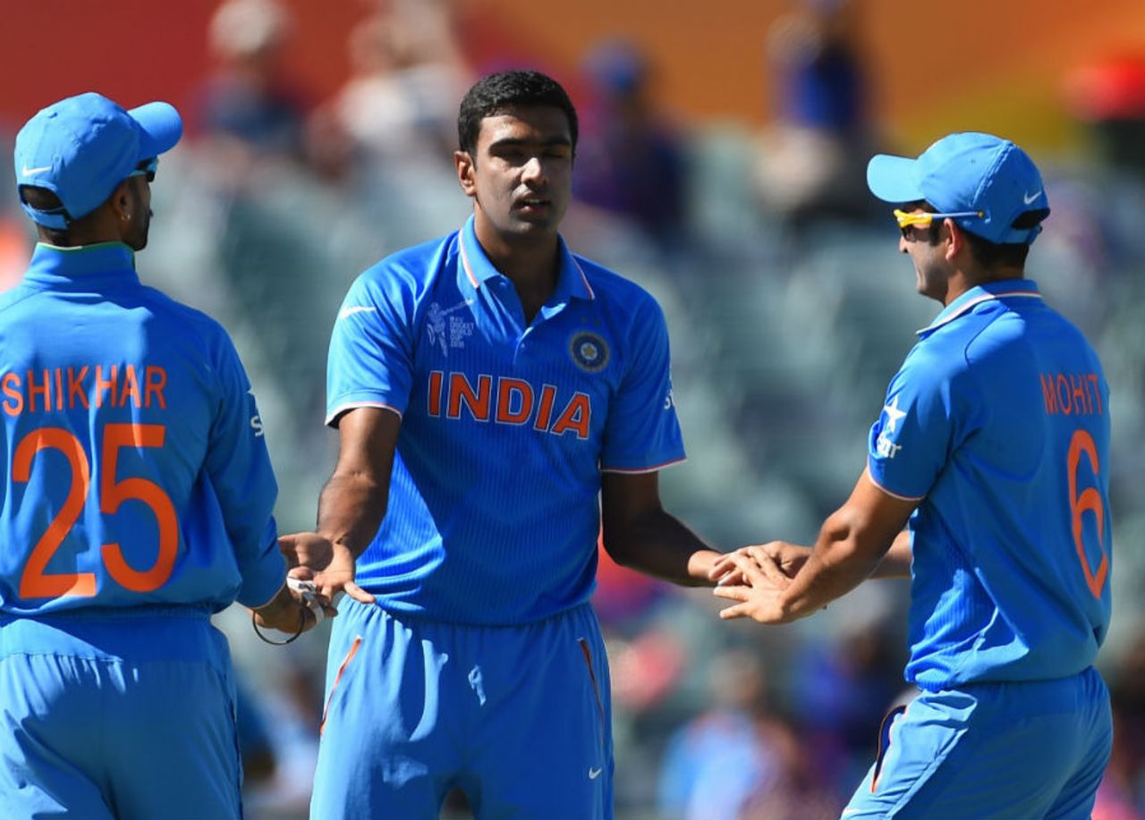 R Ashwin finished with 4 for 25, his first four-for in ODIs, India v United Arab Emirates, World Cup 2015, Group B, Perth, February 28, 2015
