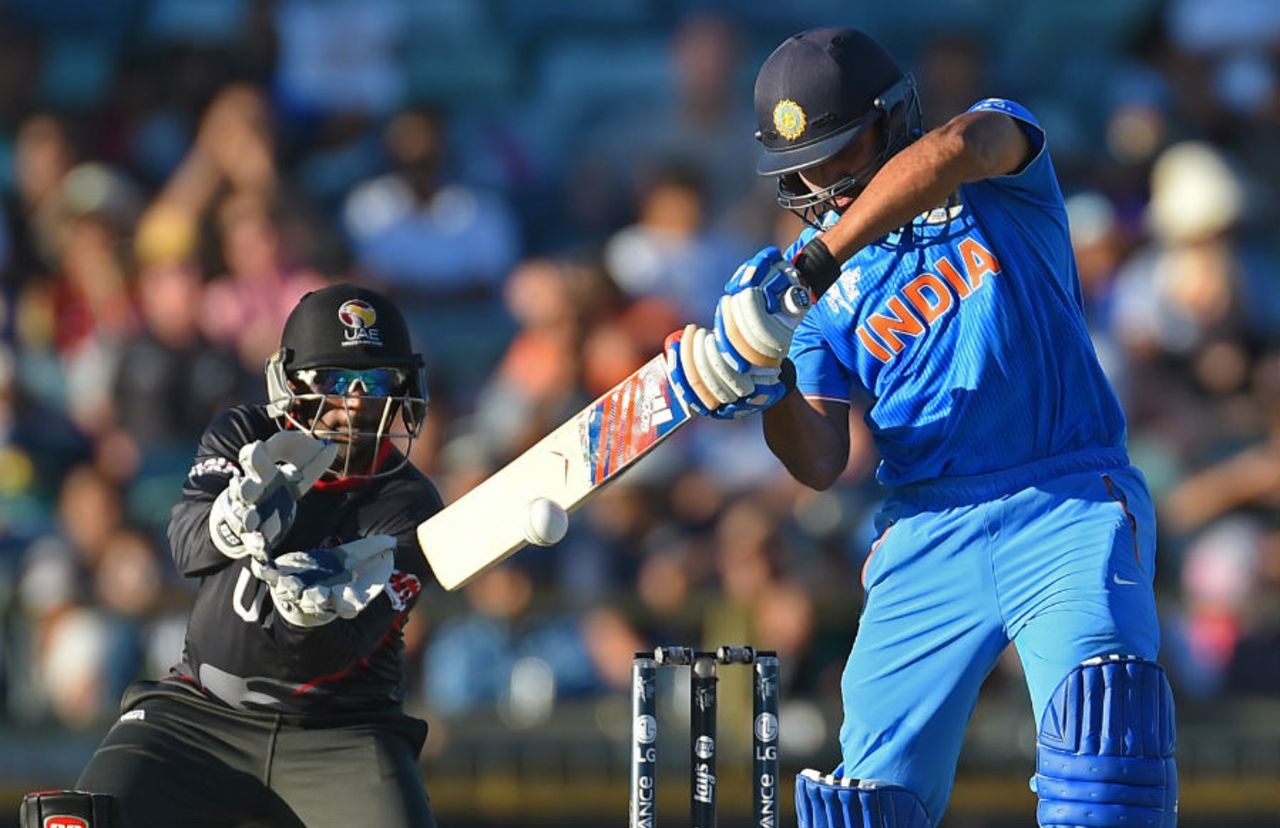 Rohit Sharma brought up his 24th ODI fifty from 48 deliveries, India v United Arab Emirates, World Cup 2015, Group B, Perth, February 28, 2015 