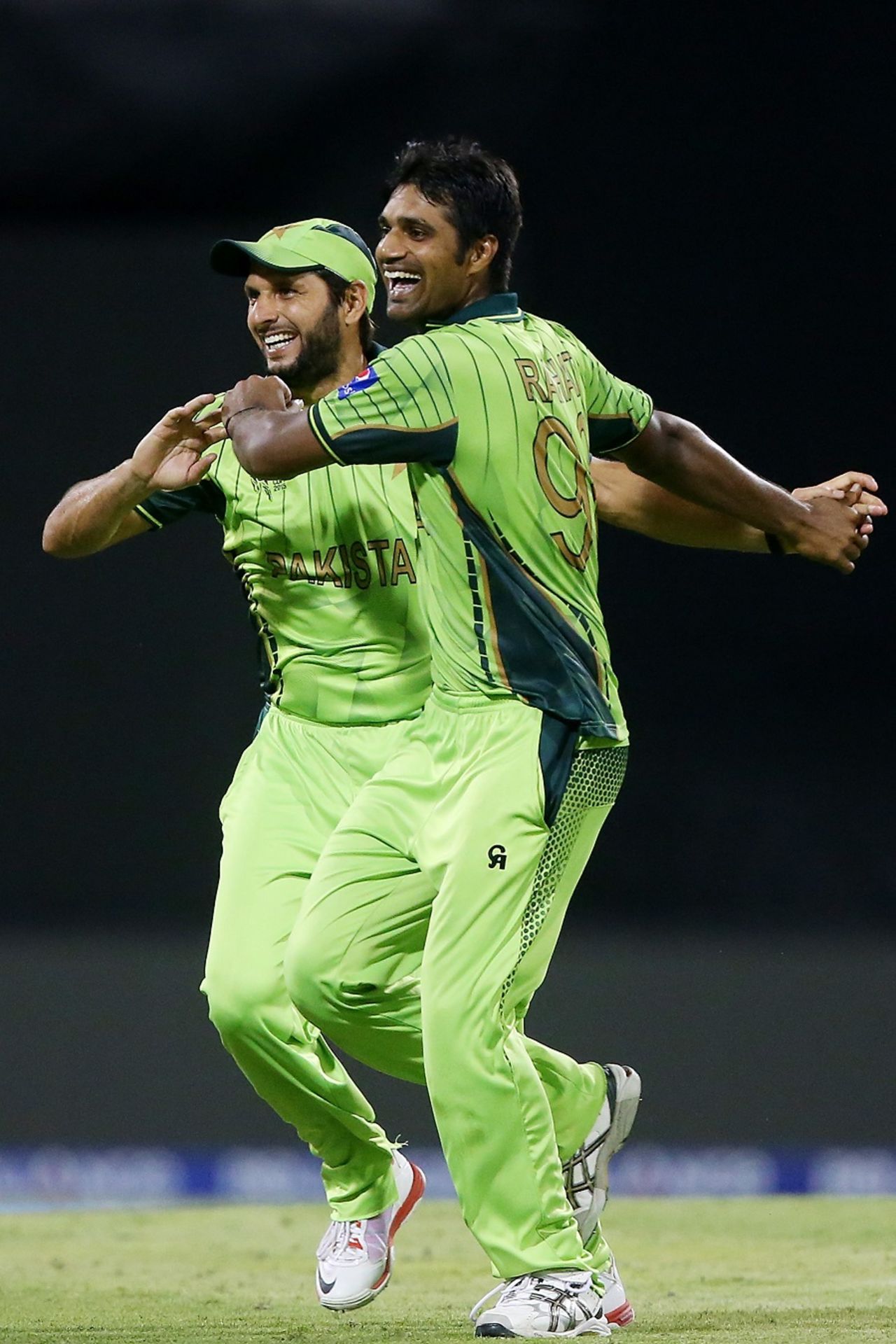 Twinkle toes: Shahid Afridi and Rahat Ali celebrate a wicket, Pakistan v Zimbabwe, World Cup 2015, Group B, Brisbane, March 1, 2015