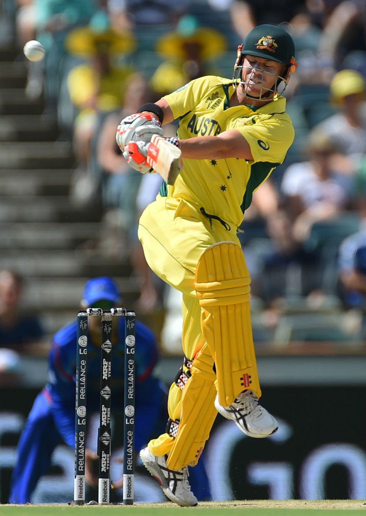 Can play it in his sleep: David Warner goes for a pull, Australia v Afghanistan, World Cup 2015, Group A, Perth, March 4, 2015
