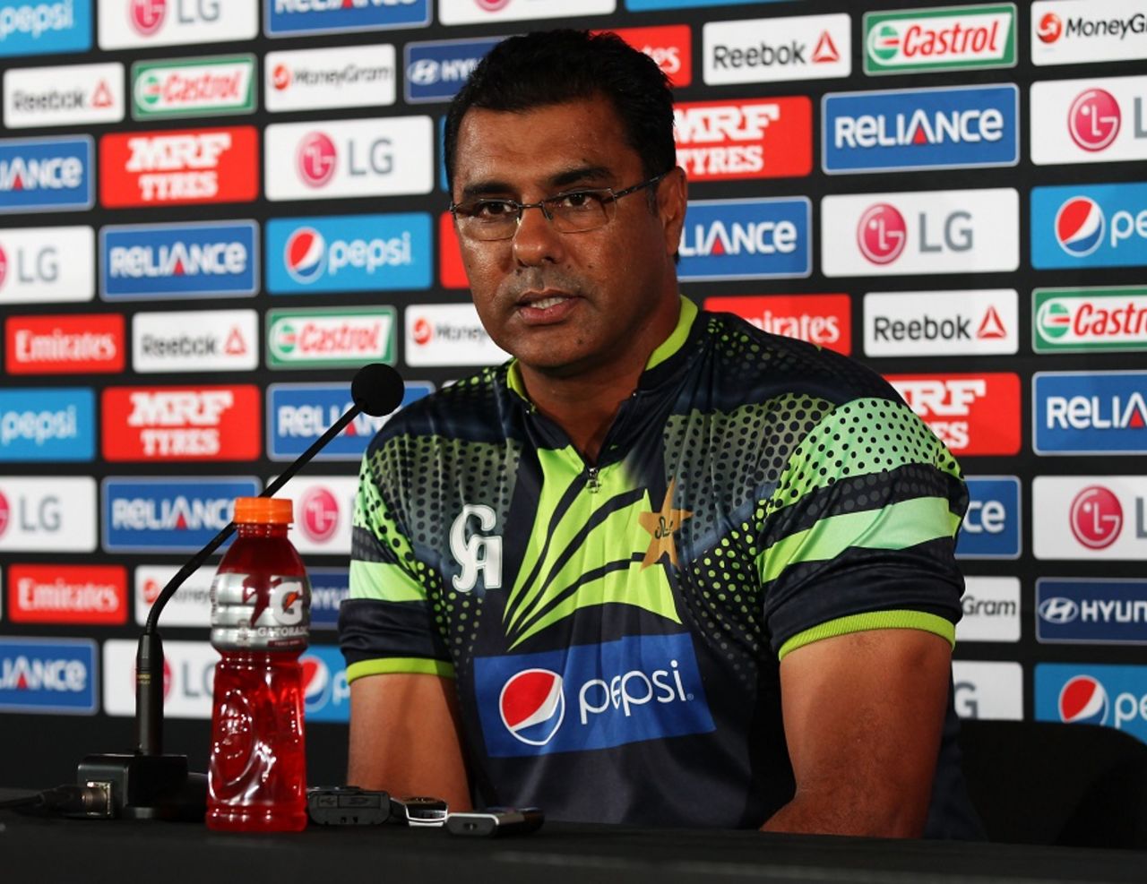 Pakistan coach Waqar Younis speaks to the media after the big win, Pakistan v UAE, World Cup 2015, Group B, Napier, March 4, 2015