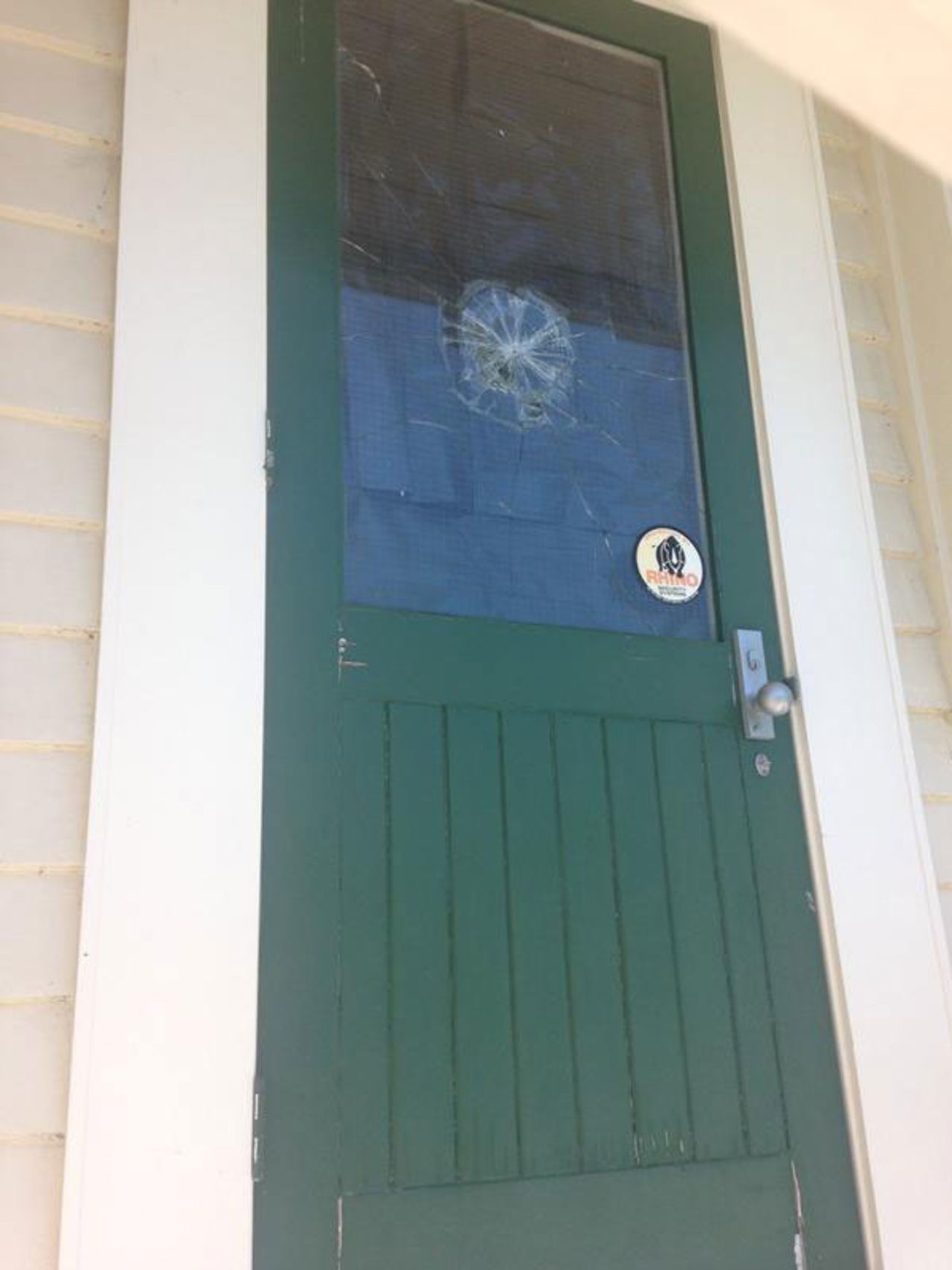 The smashed window pane at the bottom of the Merv Wallace Stand was gifted by Glenn Maxwell, Auckland, March 5, 2015