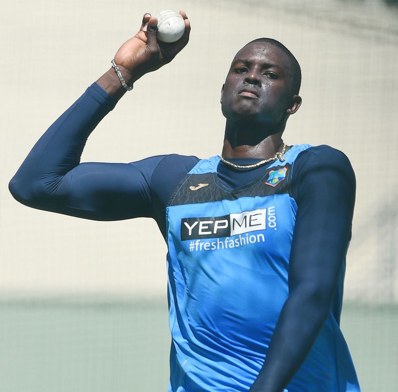 West Indies captain Jason Holder bowls in the nets, India v West Indies, World Cup 2015, Group B, Perth, March 5 
