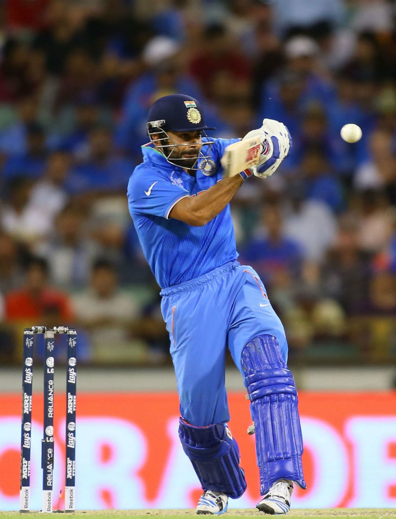 Virat Kohli holed out to square leg for 33 off 36 deliveries, India v West Indies, World Cup 2015, Group B, Perth, March 6