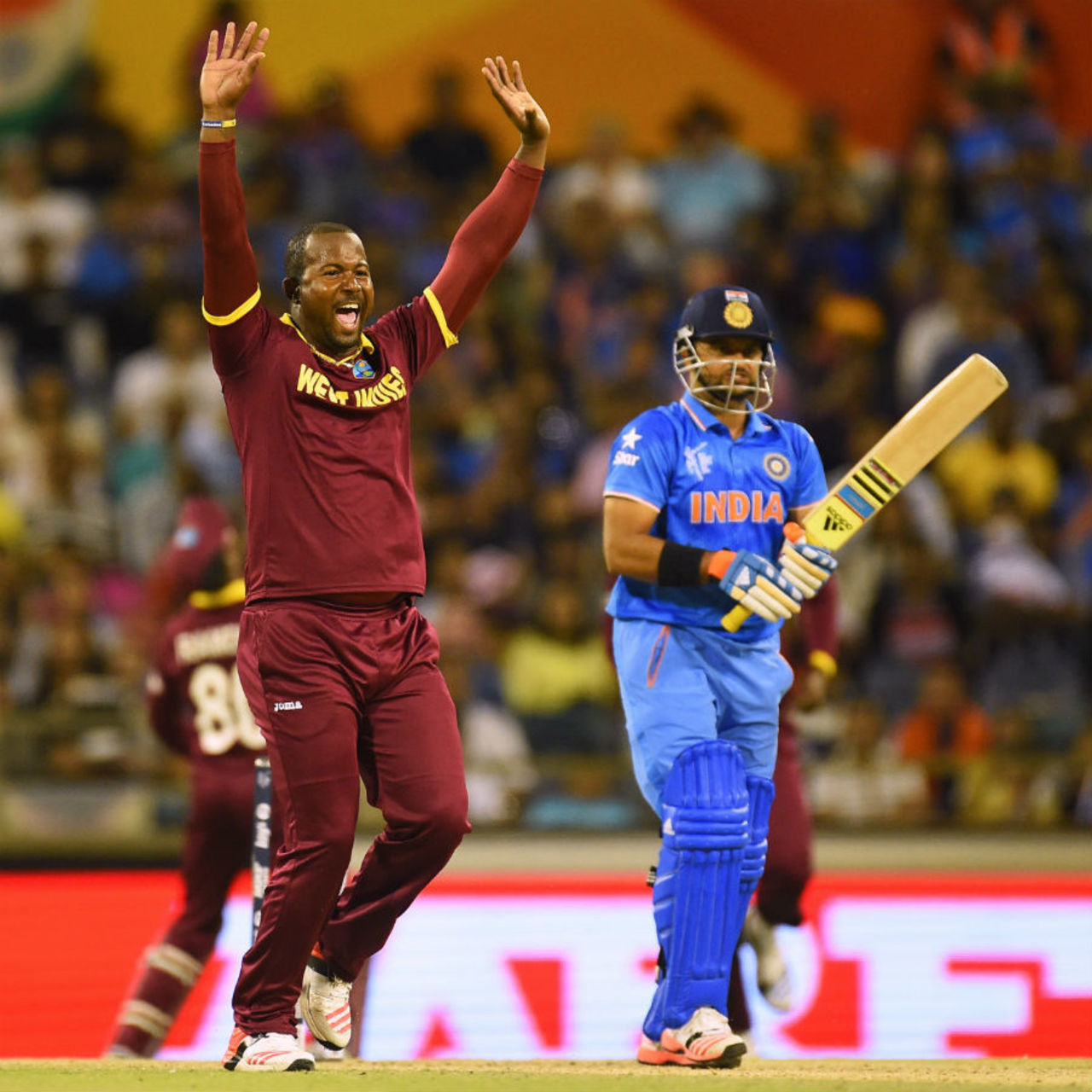 Dwayne Smith had Suresh Raina caught behind for 22, India v West Indies, World Cup 2015, Group B, Perth, March 6