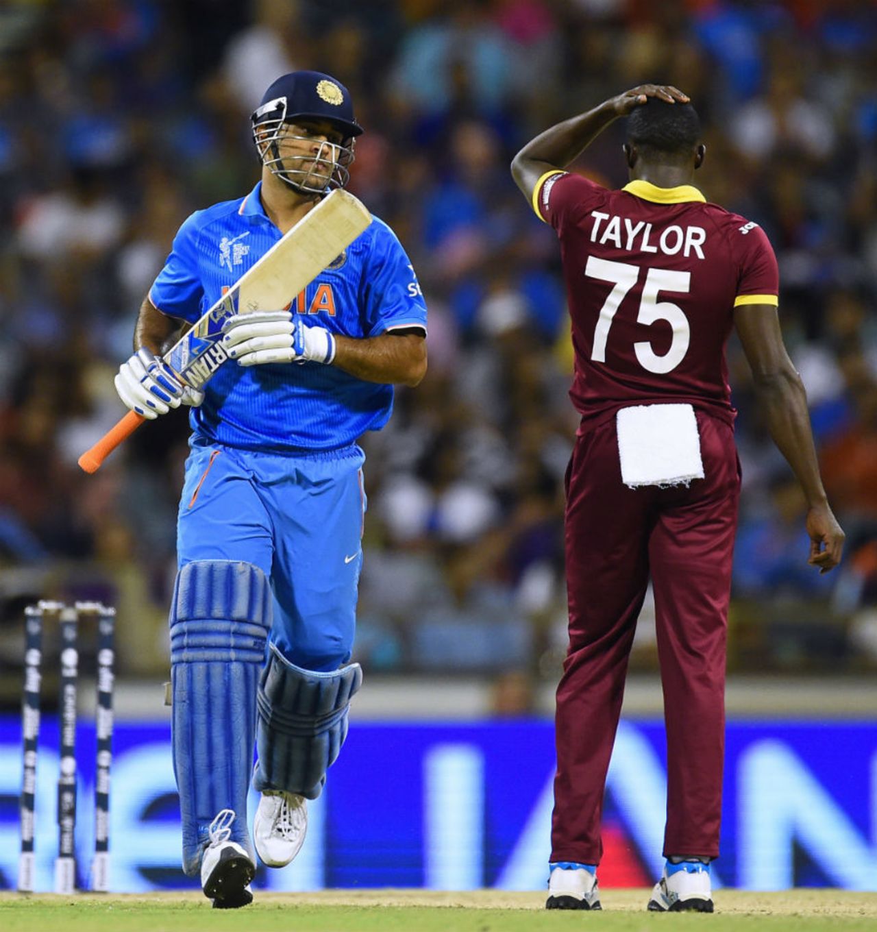MS Dhoni struck an unbeaten 56-ball 45 to guide India home, India v West Indies, World Cup 2015, Group B, Perth, March 6