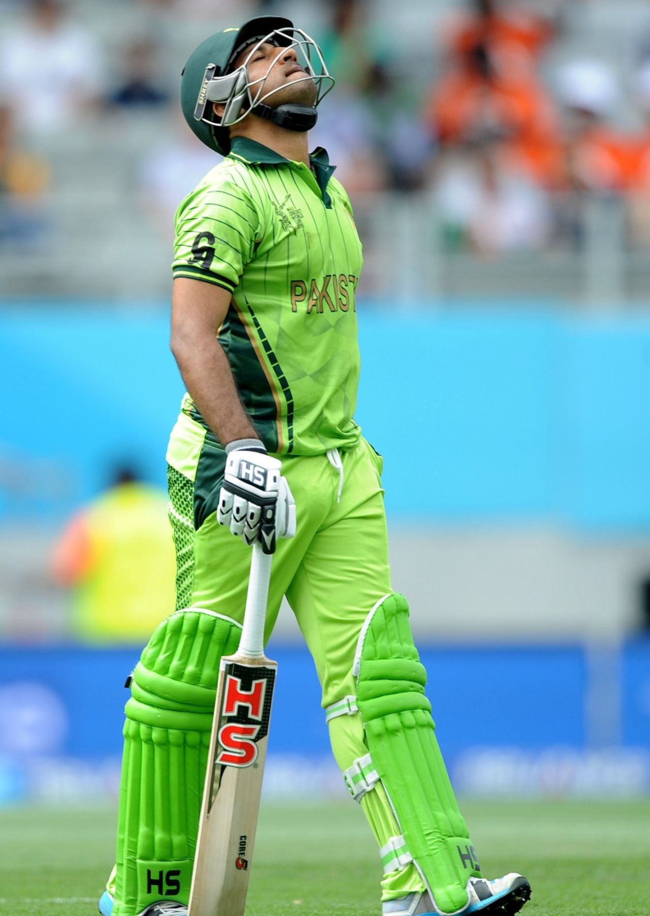 Sarfraz Ahmed throws his head back in disappointment after being run out on 49, Pakistan v South Africa, World Cup 2015, Group B, Auckland, March 7, 2015 
