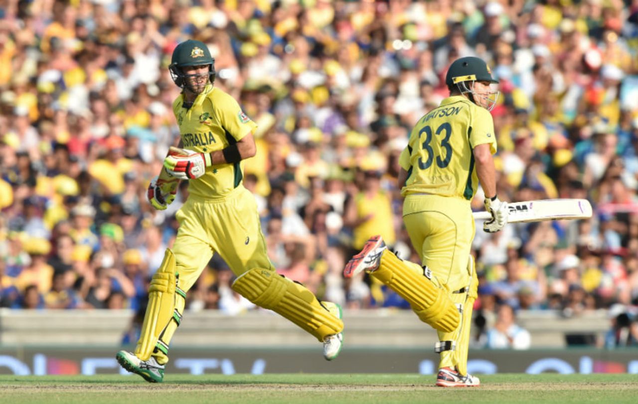 Glenn Maxwell and Shane Watson's 160-run stand came at 11.70 runs to the over, Australia v Sri Lanka, World Cup 2015, Group A, Sydney, March 8, 2015