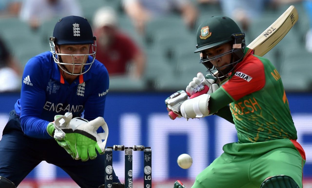 Eyes on the ball: Mushfiqur Rahim cuts the ball, England v Bangladesh, World Cup 2015, Group A, Adelaide, March 9, 2015
