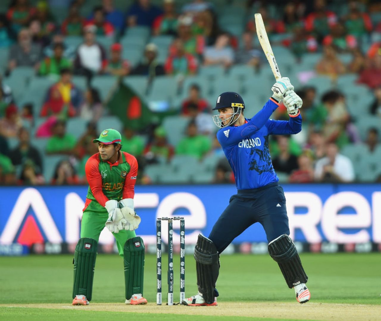 Alex Hales plays off the back foot, England v Bangladesh, World Cup 2015, Group A, Adelaide, March 9, 2015