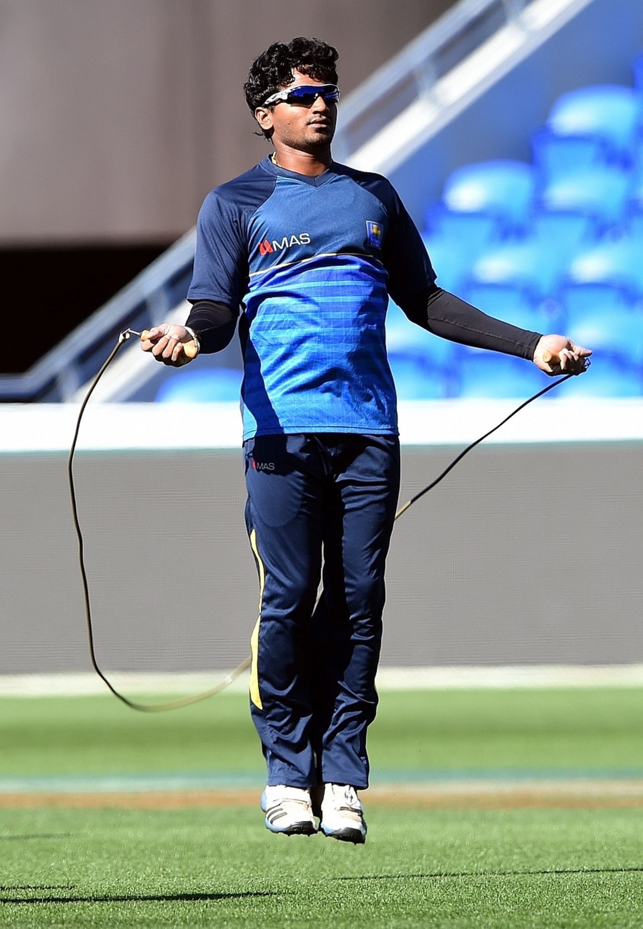 Hop, skip and jump: Kusal Perera trains with a skipping rope, World Cup 2015, Hobart, March 10, 2015