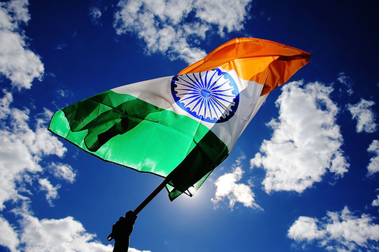 The Indian flag adorns the Hamilton sky, India v Ireland, World Cup 2015, Group B, Hamilton, March 10, 2015