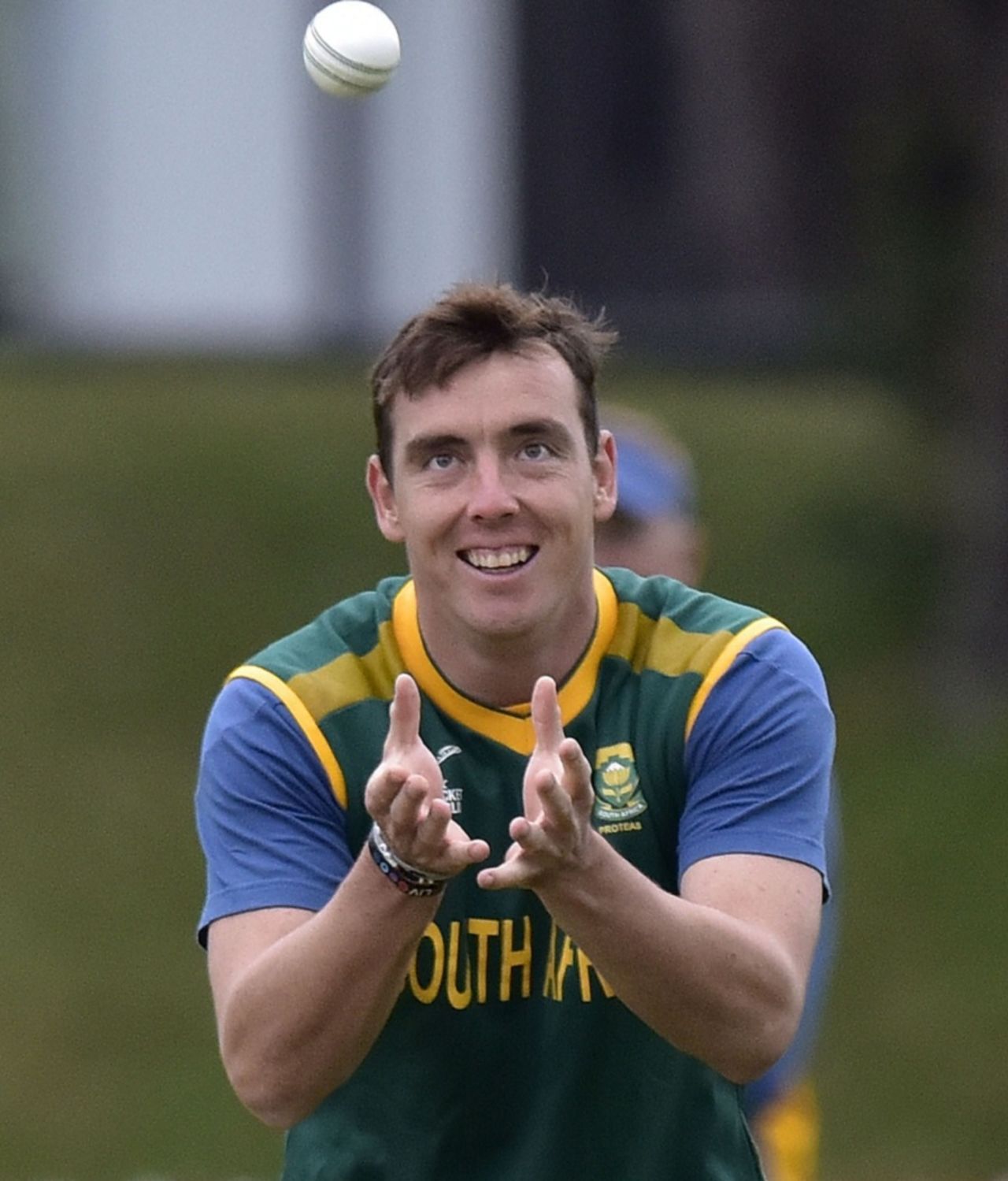Kyle Abbott lines himself up for a catch, World Cup 2015, Wellington, March 11, 2015