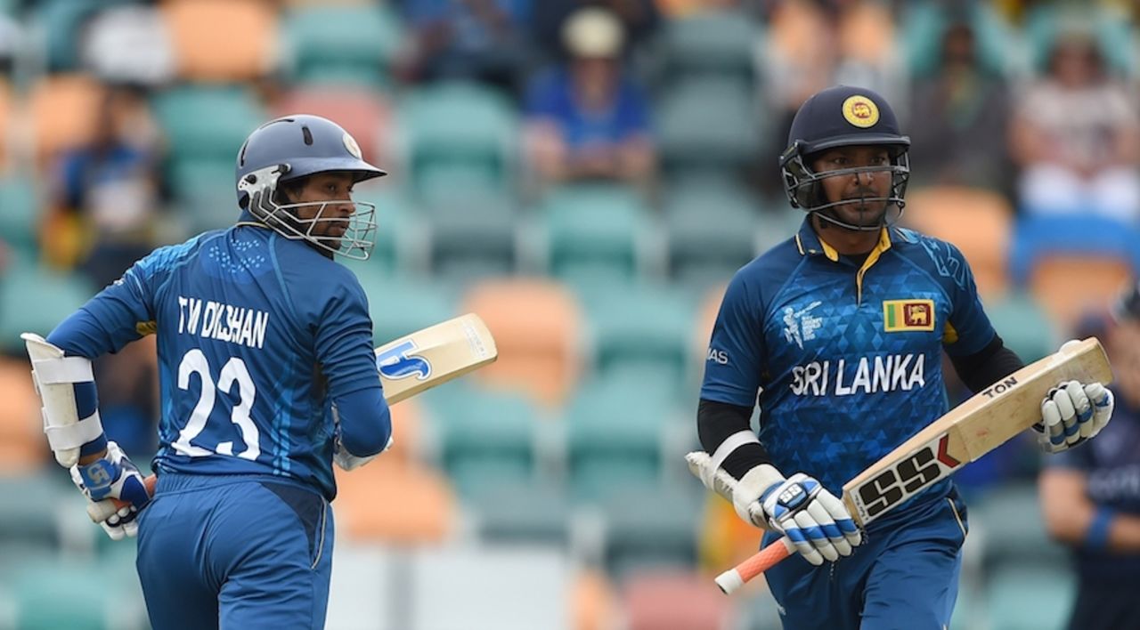 Kumar Sangakkara and Tillakaratne Dilshan put on 195 for the second wicket, Scotland v Sri Lanka, World Cup 2015, Group A, Hobart, March 11, 2015